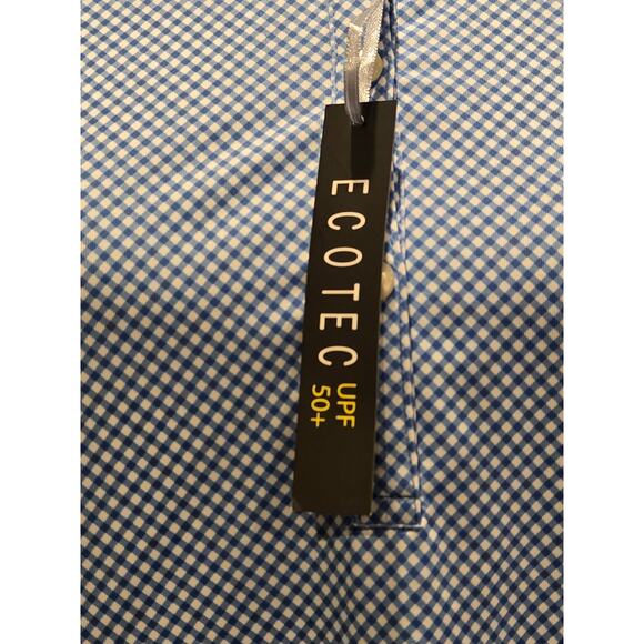 NWT Blue & White Gingham Women's Swing Juice Ecotec UPF 50+ Golf Polo Size Large - Picture 4 of 6